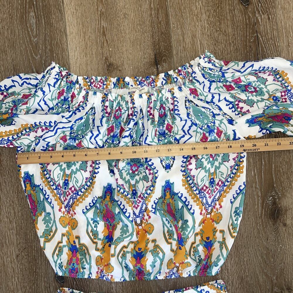 Christian Siriano 2 Piece Resort Set Pull On Pants Crop Blouse Aztec Travel NEW - Picture 8 of 13